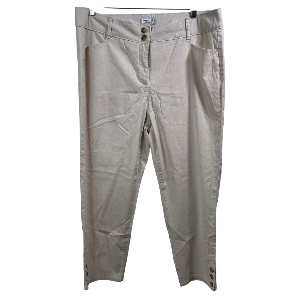 Charter Club Classic Fit Pinstripe Cropped Pants Beige White Size 18 High Rise